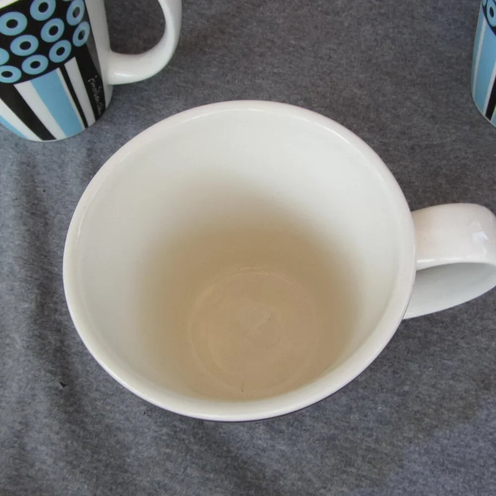 Jonathan Adler Happy Home circles & stripes 14 oz mugs set of 4 (W3271)